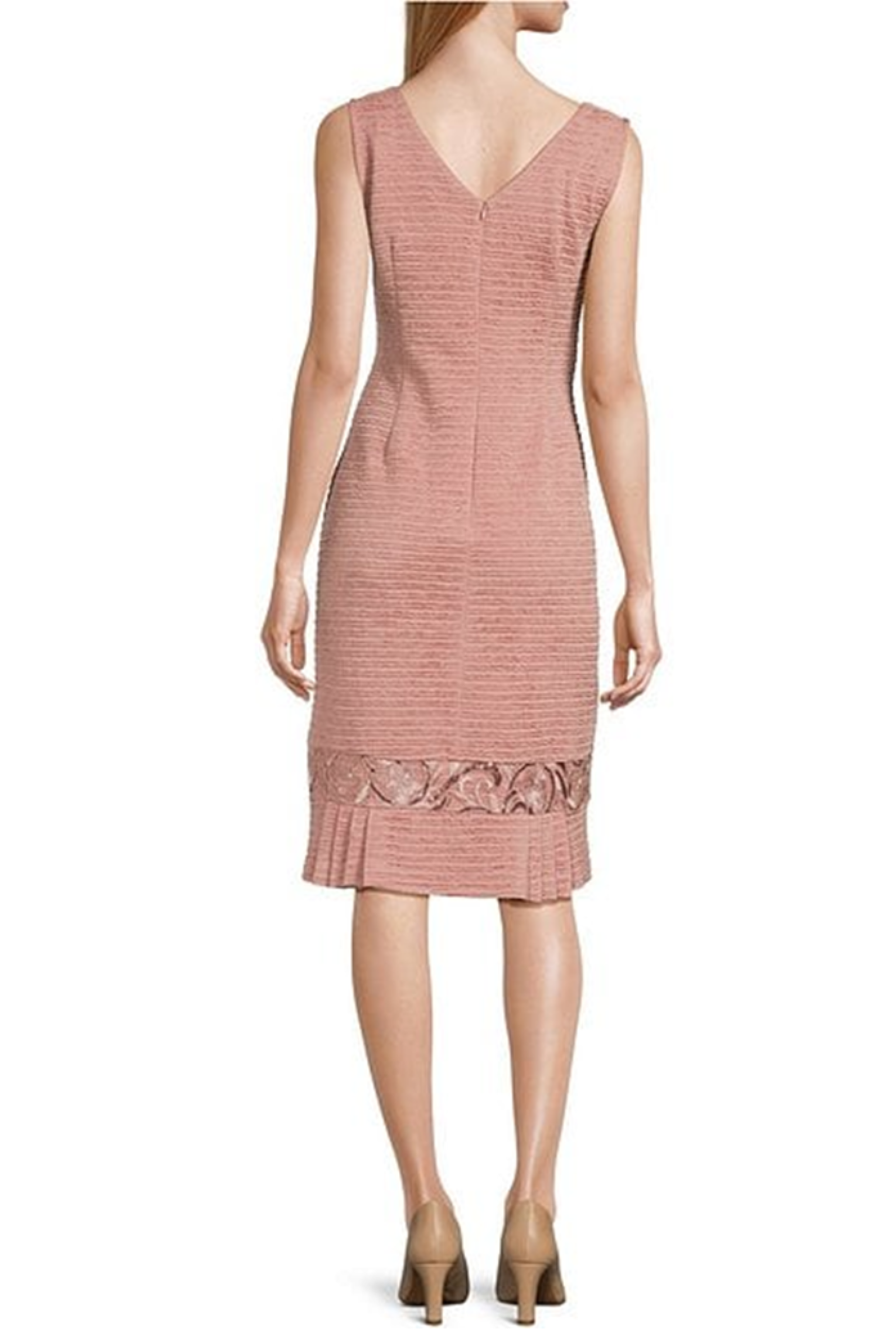 Brianna Milay 28981 Embroidered Sequin Sheath Dress with Pleated Hem and Collarless Jacket