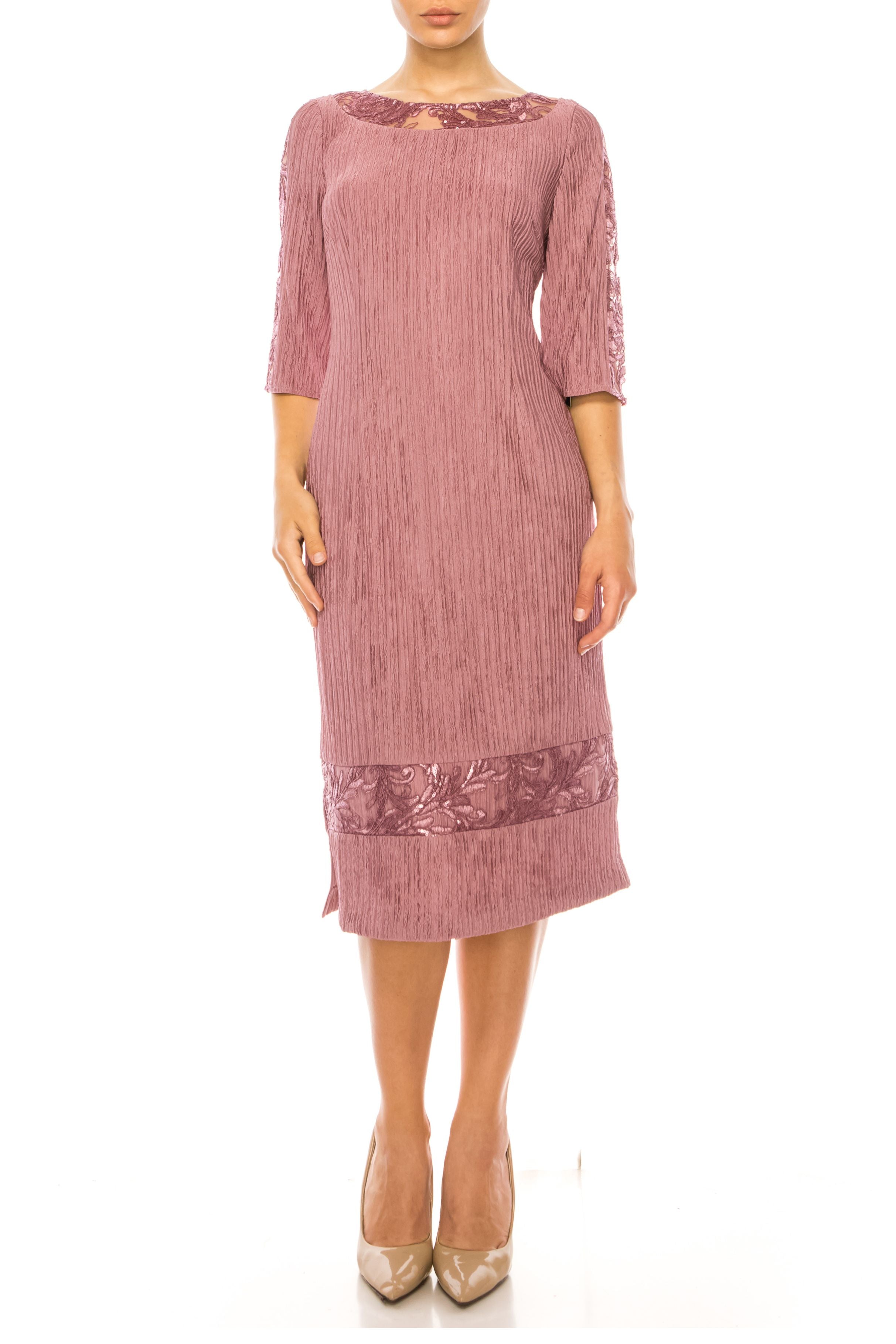 Brianna Milay 3/4 Sleeve Embroidered Sequin Dress