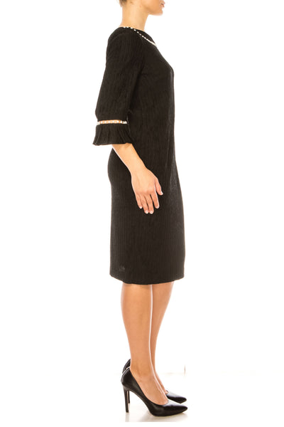 Brianna Milay 3/4 Sleeve Pearl Detail Sheath Dress
