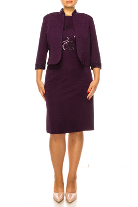 Brianna Milay 4039 Round Neck Asymmetrical Sequin Sheath Dress with Cropped Jacket