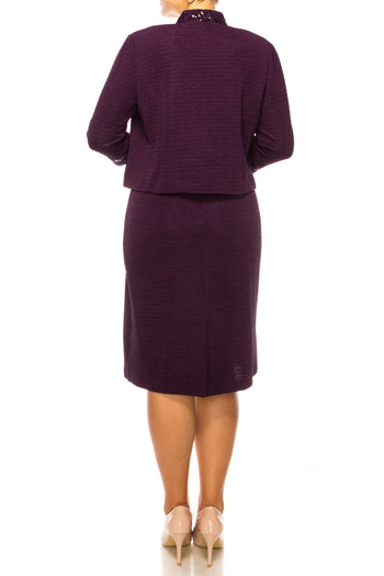 Brianna Milay 4039 Round Neck Asymmetrical Sequin Sheath Dress with Cropped Jacket