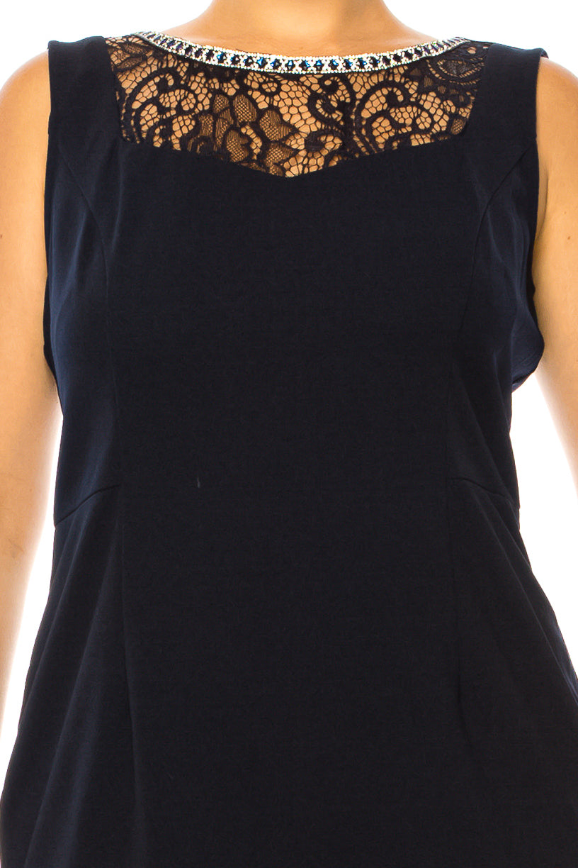 Brianna Milay 4073 Bejeweled Lace Neckline Sheath Dress with Cropped Jacket