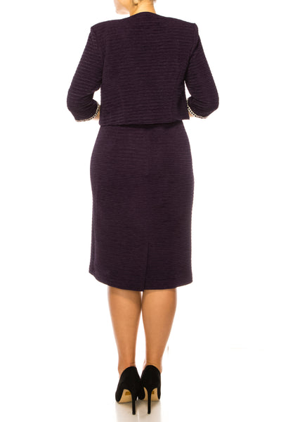 Brianna Milay Bejeweled Neck Metallic Jacket Dress