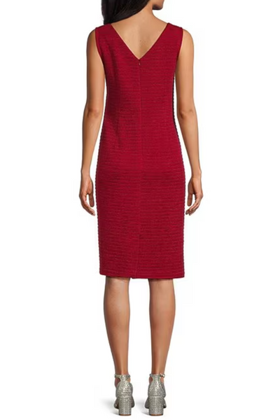 Brianna Milay 4103 Boat Neck Metallic Stripe Rhinestone Sheath Dress with 3/4 Sleeve Jacket