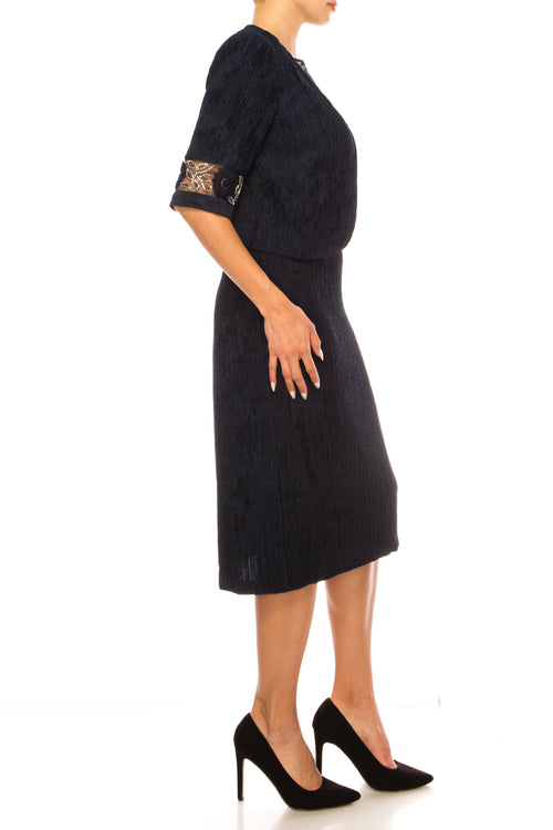 Brianna Milay 4166 Floral Beaded Mesh Sleeve Sheath Dress with Bolero Jacket