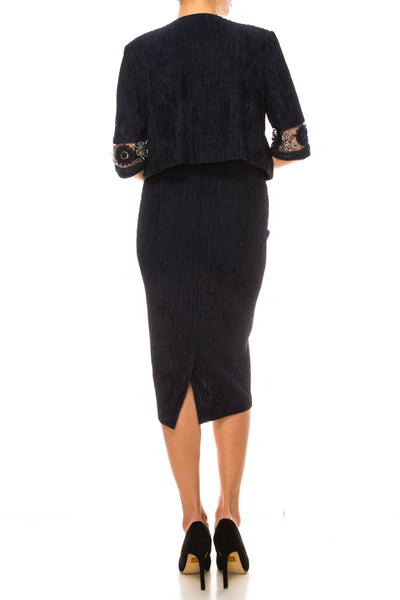 Brianna Milay 4166 Floral Beaded Mesh Sleeve Sheath Dress with Bolero Jacket
