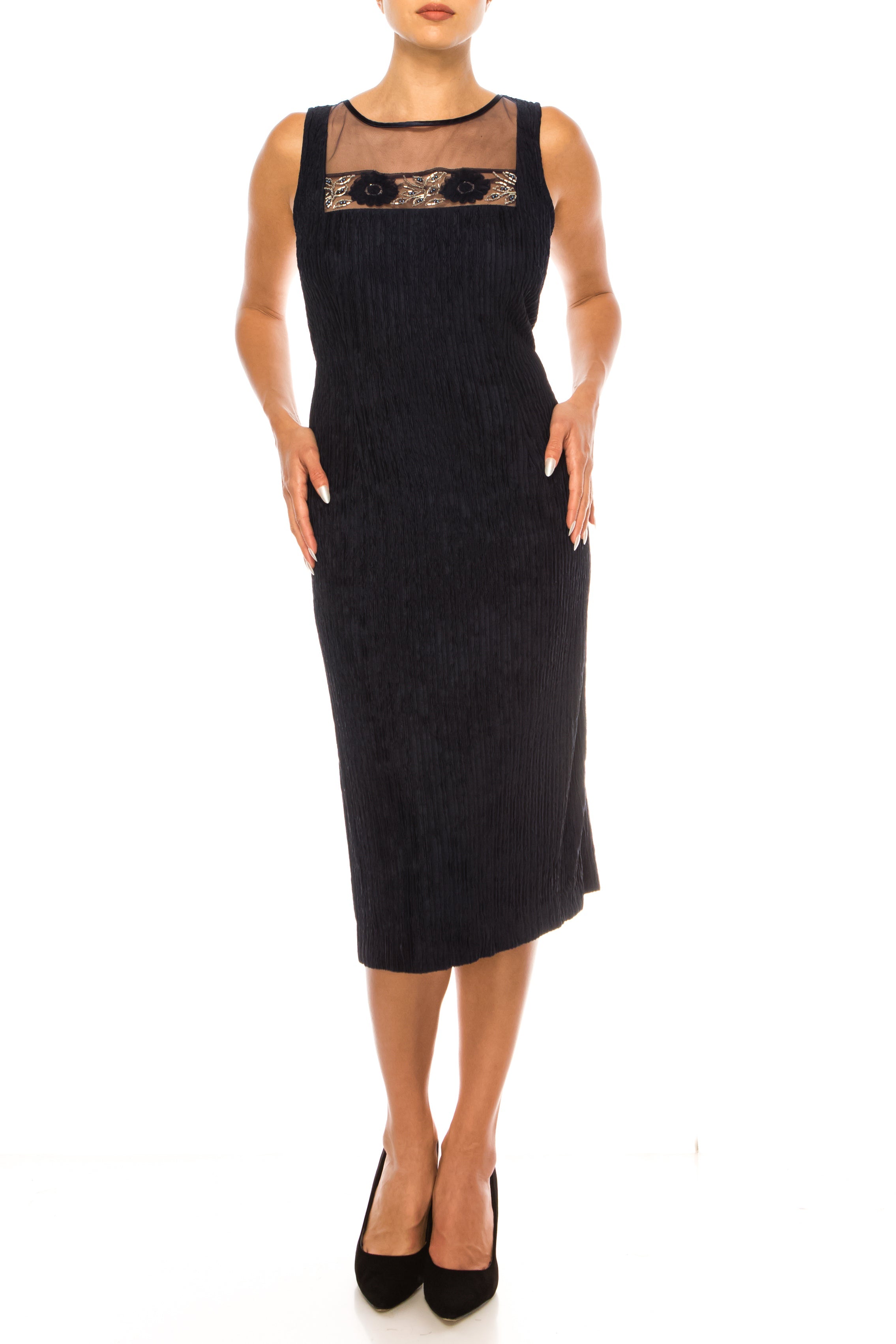 Brianna Milay 4166 Floral Beaded Mesh Sleeve Sheath Dress with Bolero Jacket