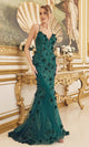 Backless Emerald Green Prom Dress C1098 with 3-D Flowers