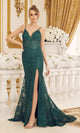 Vestido de fiesta de encaje brillante con abertura – C1100