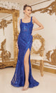 Sheer and Sequin-Lace Detailed Long Prom Dress