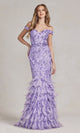 Vestido de fiesta glamuroso con brillo y falda de plumas C1106