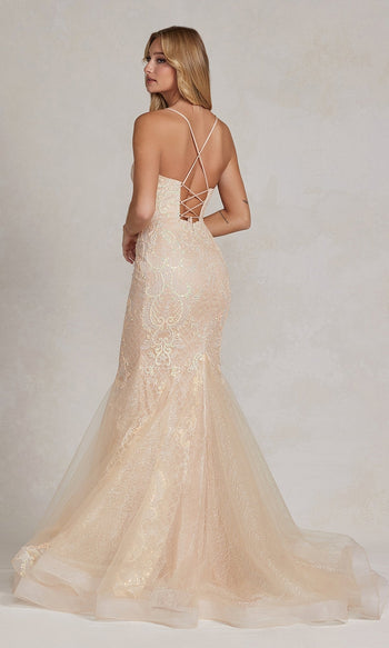 Long Champagne Mermaid Formal Dress C1108