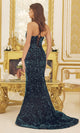 Vestido de fiesta largo con lentejuelas y elegante espalda con cordones
