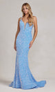 Vestido de fiesta largo con lentejuelas y elegante espalda con cordones