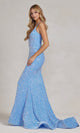Vestido de fiesta largo con lentejuelas y elegante espalda con cordones