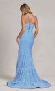 Vestido de fiesta largo con lentejuelas y elegante espalda con cordones