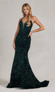 Allover Sequin Long Prom Dress with Elegant Lace-Up Back