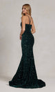 Vestido de fiesta largo con lentejuelas y elegante espalda con cordones