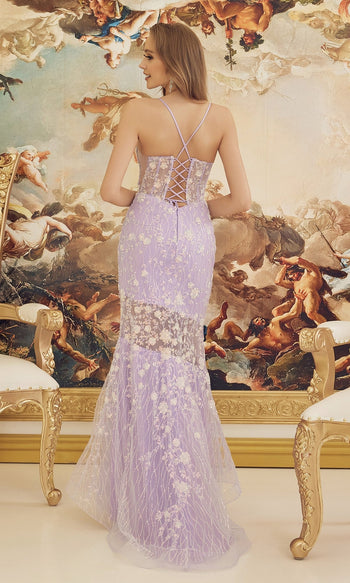 Sparkling Floral Lilac Purple Prom Dress – Nox Anabel C1195