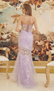 Vestido de fiesta morado lila con flores brillantes – Nox Anabel C1195