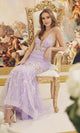 Vestido de fiesta morado lila con flores brillantes – Nox Anabel C1195