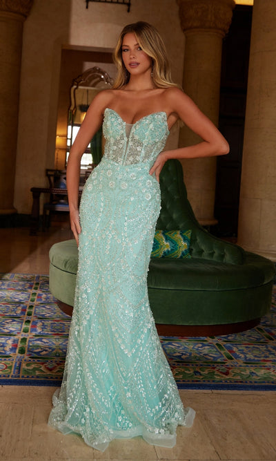 Nox Anabel C1599 Strapless Beaded Long Prom Gown