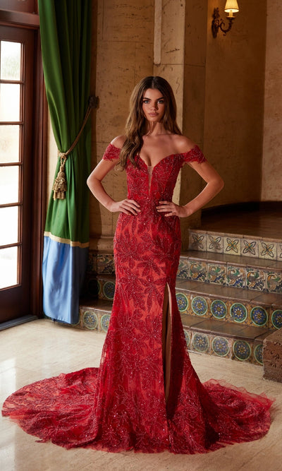 Nox Anabel C1600 Stunning Lace-Up Beaded Prom Gown