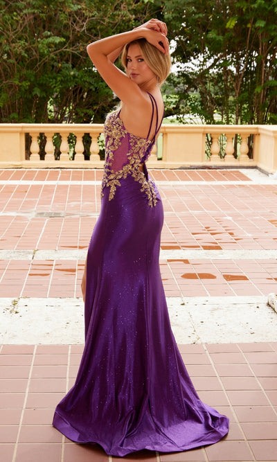 Nox Anabel C1613 Stunning Long Glitter Lace-Up Prom Dress