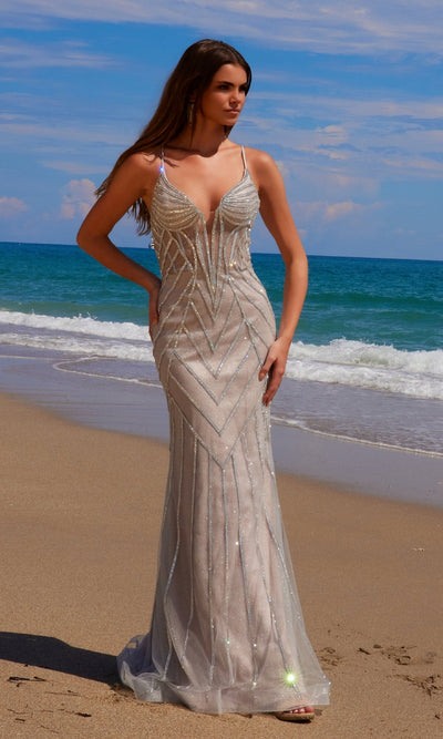 Nox Anabel C1632 Long Glitter Lace Prom Dress