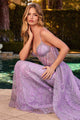 Ladivine C167 Glitter Printed Fitted Gown with Overskirt