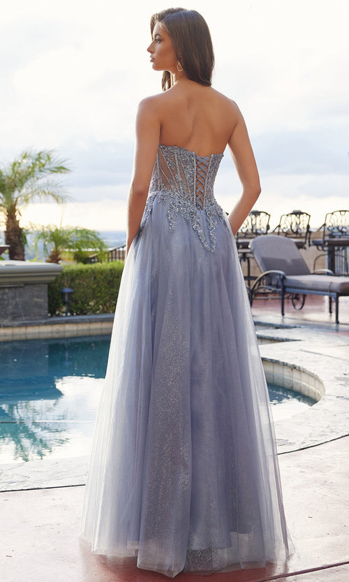 Nox Anabel C1843 V-Neck Applique A-Line Dress