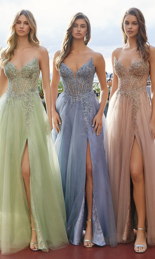 Nox Anabel C1843 V-Neck Applique A-Line Dress
