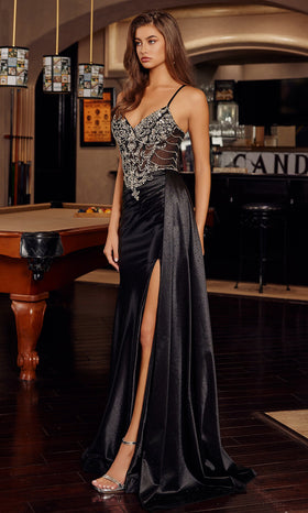 Nox Anabel C1852 V-Neck Beaded Mermaid Long Evening Gown