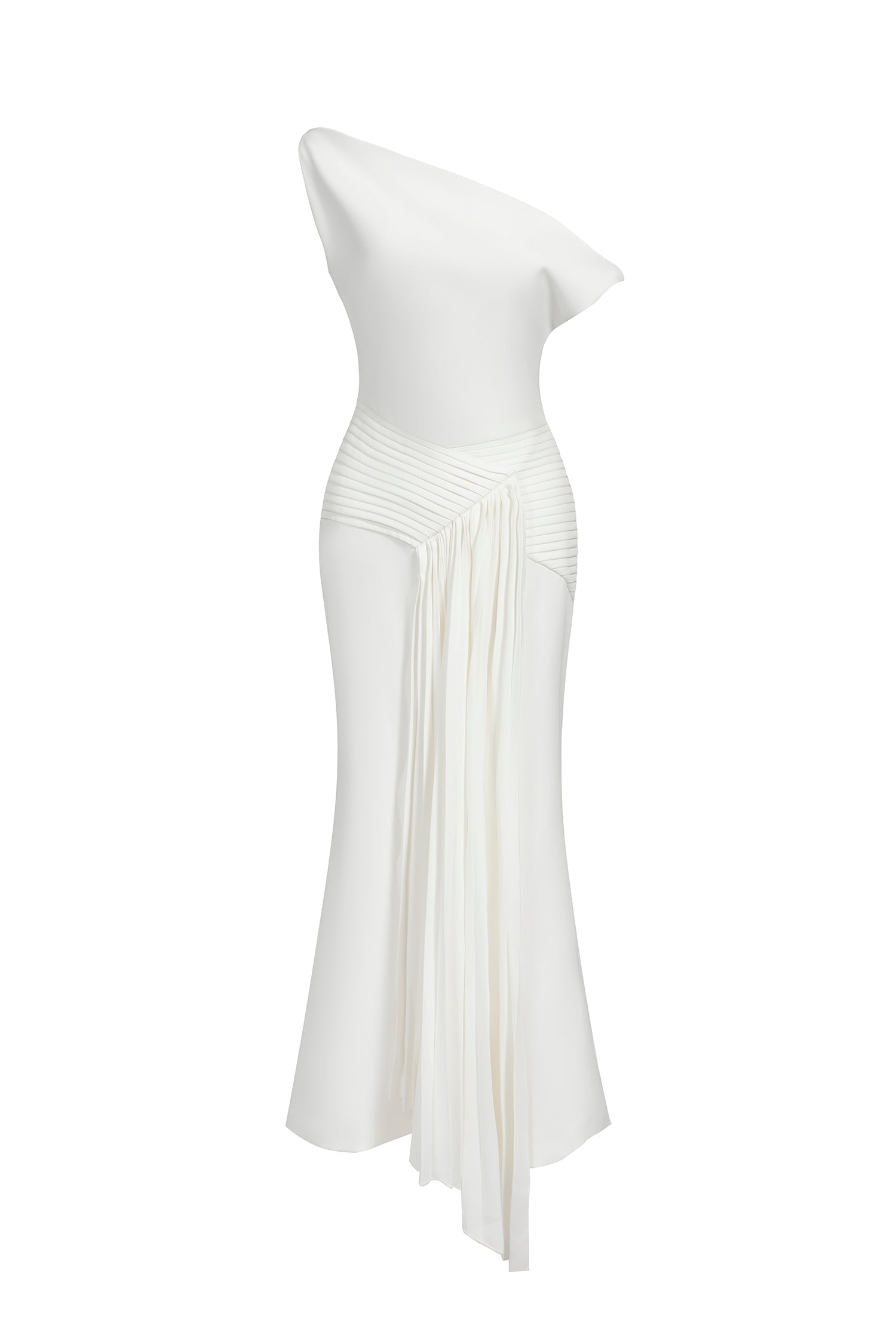 Bella Barnett Paulina Oblique Shoulder Sleeveless Folds Cocktail Party Midi Dress