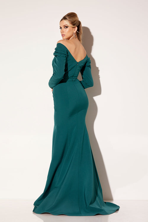 Crepe Fitted Long Sleeve Gown by Lucci Lu C8102