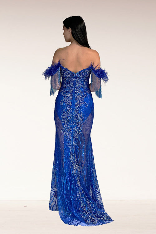 Off Shoulder Sheer Mermaid Dress by Lucci Lu C8119