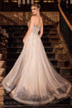 Ladivine CB158 Strapless Crystal Embellished Gown in Sage Green