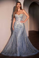 Ladivine CB158 Strapless Crystal Embellished Gown With Overskirt