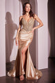 Ladivine CC0238 Dress Pearl Embellished Stretch Satin Glimmering Gown
