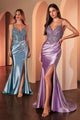 Ladivine CC0238 Dress Pearl Embellished Stretch Satin Glimmering Gown