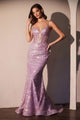 Ladivine CC0401 Dress Fit & Flare Sequin Corset Back Gown