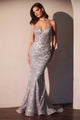 Ladivine CC0401 Dress Fit & Flare Sequin Corset Back Gown