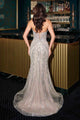 Strapless Silver/Nude Mermaid Gown by Cinderella Divine