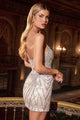 Ladivine CC2430 Short Strapless V-Neck Dress
