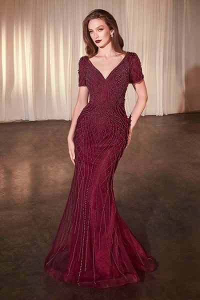 Ladivine CC4019 Burgundy Dress
