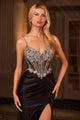 Ladivine CC408 Long Satin Fitted Gown: Elegance Redefined