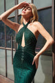 Ladivine CC427 Champagne Fitted Halter Dress