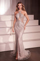 Ladivine CC427 Champagne Fitted Halter Dress