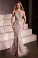 Ladivine CC427 Dress Fitted Halter Beaded Prom Gown