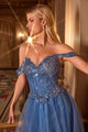 Ladivine CC471 Off Shoulder Glitter Tulle Corset Gown
